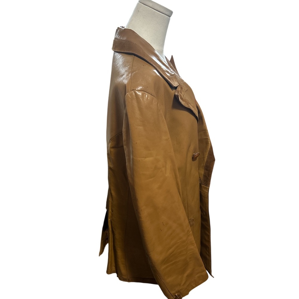 Vintage 70’s Leather Western Ranch Blazer Jacket Mens 40R Medium Marlboro Style - Picture 6 of 16